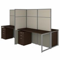 Bush Business Furniture Easy Office 60W 4 Person Cubicle Desk with File Cabinets and 66H Panels - 66" Height x 60" Width Panel, x 60" Width x 24" Depth Desk - Material: Hardboard, Fabric, Steel, Metal, Engineered Wood, Thermofused Laminate (TFL) -...