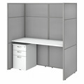 Bush Business Furniture Easy Office 60W Cubicle Desk with File Cabinet and 66H Closed Panels Workstation - x 60" Width x 24" Depth Desk, 66" Height x 60" Width Panel - 3 x File Drawer(s) - Material: Thermofused Laminate (TFL), Metal, Hardboard, Fa...