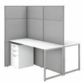 Bush Business Furniture Easy Office 60W 2 Person Cubicle Desk with File Cabinets and 66H Panels - x 60" Width x 24" Depth Desk, 66" Height x 60" Width Panel - Material: Thermofused Laminate (TFL), Hardboard, Fabric, Steel, Metal, Engineered Wood -...