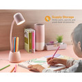 Bostitch Desk Lamp with Storage Cup, Pink - LED Bulb - Adjustable, Touch Sensitive Control Panel, Dimmable, Color Temperature Setting, Flicker-free, Adjustable Head, Adjustable Brightness, Glare-free Light - Desk Mountable, Table Top - Pink - for ...