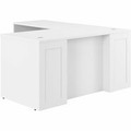 Bush Business Furniture Hampton Heights 60W x 30D Executive L-Shaped Desk - x 60" Width x 30" Depth Desk - Material: Steel, Metal, Plastic, Thermofused Laminate (TFL), Wood, Laminate, Engineered Wood - Finish: White, Thermofused Laminate (TFL) - D...