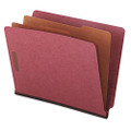 Red Pressboard End Tab Classification Folders, 2 Dividers, Letter Size, Red, 10/box