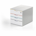 DURABLE Varicolor Safe Mix 4, White/Multicolor - 4 Drawer(s) - 11" Height x 11.50" Width x 14" Depth - Stackable - Lockable, Removable Drawer, Plastic Feet, Anti-slip, Pull-out Drawer, Storage Drawer, Locking Drawer, Non-slip, Recessed Handle, Sta...