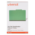Bright Colored Pressboard Classification Folders, 2 Dividers, Legal Size, Emerald Green, 10/box