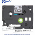 Brother Genuine P-touch TZeS121 BK on CLR Label Tape, Strong Adhesive Lam., 9mmX8m - x 23/64" Width - Clear - Polyethylene Terephthalate (PET) - Water Resistant - Laminated - Durable, Abrasion Resistant, Chemical Resistant, Grease Resistant, Grime...