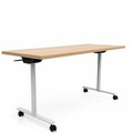 Safco Jurni Flip Table with Casters - Laminated Top - Powder Coated T-shaped Base - 72" Table Top Width x 24" Table Top Depth x 1.10" Table Top Thickness - 29" Height - Classroom, Training Room - Assembly Required - Fusion Maple - Laminate Top Mat...
