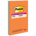 Post-it&reg; Super Sticky Notes - Energy Boost Color Collection - 180 - 4" Flag/Note Width x 6" Flag/Note Length - Rectangle - 45 Sheets per Pad - Ruled - Vital Orange, Tropical Pink, Blue Paradise, Limeade - Paper - Self-adhesive, Repositionable ...