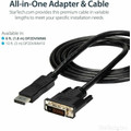 StarTech.com DisplayPort to DVI Cable - 6 ft DisplayPort/DVI-D Video Cable Adapter for Video Device, HDTV, Projector, TV, Monitor, Workstation, Desktop Computer, Notebook, Docking Station - First End: 1 x 20-pin DisplayPort 1.2 Digital Audio/Video...