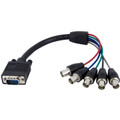 StarTech.com 1 ft Coax HD15 VGA to 5 BNC RGBHV Monitor Cable - 1 ft Coaxial Video Cable for PC, Distribution Amplifier, Monitor, Video Device, Projector - First End: 1 x 15-pin HD-15 - Male - Second End: 5 x BNC Video - Female - Nickel Plated Conn...