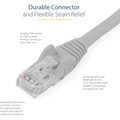 StarTech.com 3 ft Gray Snagless Cat6 UTP Patch Cable - 3 ft Category 6 Network Cable for Network Device, Workstation, Hub, Distribution Panel, Wall Outlet - First End: 1 x RJ-45 Network - Male - Second End: 1 x RJ-45 Network - Male - 10 Gbit/s - P...