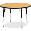 Jonti-Craft Berries Adult Height Color Top Round Table - Black Oak Round, Laminated Top - Four Leg Base - 4 Legs - Height Adjustable - 24" to 31" Adjustment x 1.13" Table Top Thickness x 36" Table Top Diameter - 31" Height - Art, Craft - Assembly ...