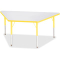 Jonti-Craft Berries Elementary Height Prism Edge Trapezoid Table - Laminated Trapezoid, Yellow Top - Four Leg Base - 4 Legs - Height Adjustable - 15" to 24" Adjustment - 60" Table Top Length x 30" Table Top Width x 1.13" Table Top Thickness - 24" ...