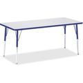 Jonti-Craft Berries Adult Height Color Edge Rectangle Table - Blue Rectangle, Laminated Top - Four Leg Base - 4 Legs - Height Adjustable - 24" to 31" Adjustment - 72" Table Top Length x 30" Table Top Width x 1.13" Table Top Thickness - 31" Height ...