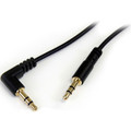 StarTech.com 1 ft Slim 3.5mm to Right Angle Stereo Audio Cable - M/M - 1 ft Mini-phone Audio Cable for Audio Device, iPhone, iPod, iPad - First End: 1 x Mini-phone Stereo Audio - Male - Second End: 1 x Mini-phone Stereo Audio - Male - Gold Plated ...