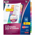 Avery Dividers, 15 Tabs, Ready Index, (3 Sets of 11074) - 45 x Divider(s) - 45 Tab(s) - Digit - 1-15 - 15 Tab(s)/Set - 8.5" Divider Width x 11" Divider Length - 3 Hole Punched - White Paper Divider - Multicolor Paper Tab(s) - Hole-punched, Printab...