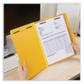 Bright Colored Pressboard Classification Folders, 2 Dividers, Letter Size, Yellow, 10/box