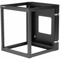 StarTech.com 12U 22in Depth Hinged Open Frame Wall Mount Server Rack - For LAN Switch, Patch Panel, Server, Computer - 12U Rack Height x 19" Rack Width - Wall Mountable - Black - Cold-rolled Steel (CRS) - 140 lb Maximum Weight Capacity - TAA Compl...