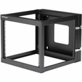 StarTech.com 8U 22in Depth Hinged Open Frame Wall Mount Server Rack - For Server, LAN Switch, Patch Panel, A/V Equipment, Computer - 8U Rack Height x 19" Rack Width - Wall Mountable Open Frame - 4 Post - Black - Cold-rolled Steel (CRS) - 139.70 lb...