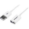 StarTech.com 2m White USB 2.0 Extension Cable A to A - M/F - 6.56 ft USB Data Transfer Cable for Peripheral Device - First End: 1 x 4-pin USB 2.0 Type A - Male - Second End: 1 x 4-pin USB 2.0 Type A - Female - 480 Mbit/s - Extension Cable - Shield...