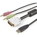 StarTech.com 6 ft 4-in-1 USB DVI KVM Cable with Audio and Microphone - 6 ft USB KVM Cable for KVM Switch, Keyboard/Mouse - First End: 1 x 29-pin DVI-I Digital Video - Male, 2 x 4-pin Mini-phone Audio - Male, 1 x 3-pin USB Type A - Female - Second ...