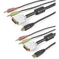 StarTech.com 10 ft 4-in-1 USB DVI KVM Cable with Audio - 10 ft KVM Cable for Computer, KVM Switch, Keyboard/Mouse, Microphone, Peripheral Device - First End: 1 x DVI-I Digital Video - Male, 1 x USB 2.0 Type A - Female, 2 x Mini-phone Audio - Male ...