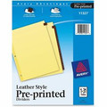 Avery&reg; Preprinted Tab Dividers - Clear Reinforced Edge - 31 Printed Tab(s) - Digit - 1-31 - 31 Tab(s)/Set - 8.5" Divider Width x 11" Divider Length - Letter - 3 Hole Punched - Buff Paper Divider - Red Leather Tab(s) - 30% Recycled - Gold Stamp...