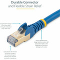 StarTech.com Cat6a Ethernet Patch Cable - Shielded (STP) - 12 ft., Blue - 12 ft Category 6a Network Cable for Docking Station, Network Device, Notebook, Desktop Computer, Hub, Switch, Router, Print Server, Patch Panel, PoE-enabled Device, VoIP Dev...