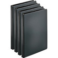 Business Source Basic Round Ring Binders - 1/2" Binder Capacity - Letter - 8 1/2" x 11" Sheet Size - 125 Sheet Capacity - 3 Ring(s) - Fastener(s): Round Ring - Pocket(s): Internal - Chipboard, Polypropylene - Black - Exposed Rivet, Sturdy - 4 / Bu...