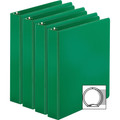 Business Source Basic Round Ring Binders - 1 1/2" Binder Capacity - Letter - 8 1/2" x 11" Sheet Size - 350 Sheet Capacity - 3 Ring(s) - Fastener(s): Round Ring - Pocket(s): Inside Front & Back - Chipboard, Polypropylene - Green - Exposed Rivet, St...