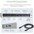 StarTech.com Triple-Monitor 4K USB-C Dock with 5x USB 3.0 Ports - 100W PD - for Notebook, Tablet PC - 100 W - USB 3.0 Type C - 6 x USB Ports - 6 x USB 3.0 - USB Type-C - Network (RJ-45) - HDMI - DisplayPort - Black, Silver - Audio Line Out - Micro...