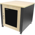 StarTech.com 12U Rack Enclosure Server Cabinet - 21.5 in. Deep - Quiet - Wood Finish - For Server, LAN Switch, Patch Panel - 12U Rack Height x 18.60" Rack Width x 17.60" Rack Depth - Floor Standing - Dark Gray - Steel, Glass - 600 lb Maximum Weigh...