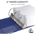 Samsill Nonstick 6" Locking D-Ring View Binder - 6" Binder Capacity - 1225 Sheet Capacity - 3 Ring(s) - Fastener(s): D-Ring - Pocket(s): 2, Internal - Dark Blue - 2.73 lb - Recycled - Lockable, Non-stick, Concealed Rivet, Ink-transfer Resistant, C...