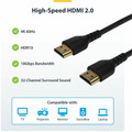 StarTech.com 1 m (3.3 ft.) Premium High Speed HDMI Cable with Ethernet - 4K 60Hz - 3.28 ft HDMI Video Cable for Audio/Video Device, TV, Monitor, Notebook, Desktop Computer, Apple TV - First End: 1 x 19-pin HDMI 2.0 Digital Audio/Video - Male - Sec...