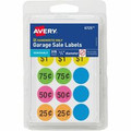 Avery&reg; Garage Sale Labels on Small Sheets - 3/4" Diameter - Removable Adhesive - Round - Matte - Neon Blue, Neon Green, Neon Orange, Neon Pink, Neon Yellow, Assorted - Paper - Removable, Peel & Stick, Write-on Label - 15 / Sheet - 21 Total She...