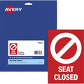 Avery&reg; Surface Safe SEAT CLOSED Chair Decals - Print/Message "Seat Closed" - 4" Width x 6" Height - Rectangular Shape - Water Resistant, Pre-printed, Chemical Resistant, Abrasion Resistant, Tear Resistant, Durable, UV Resistant, Residue-free, ...