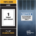 Avery&reg; Adhesive Printable Vinyl Signs - Waterproof - 5" Width x 7" Length - Permanent Adhesive - Rectangle - Laser - White - Vinyl - Print-to-the Edge, Permanent Adhesive, Customizable, Self-adhesive, Chemical Resistant, Abrasion Resistant - 1...
