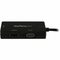 StarTech.com Travel A/V adapter: 3-in-1 Mini DisplayPort to VGA DVI or HDMI Converter - 1 x 20-pin Mini DisplayPort Digital Audio/Video - Male - 1 x 19-pin HDMI Digital Audio/Video - Female, 1 x 15-pin HD-15 - Female, 1 x 25-pin DVI-D Digital Vide...