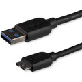 StarTech.com 1m (3ft) Slim SuperSpeed USB 3.0 A to Micro B Cable - M/M - 3.28 ft USB/USB Micro-B Data Transfer Cable for Portable Hard Drive, Card Reader, Tablet, Desktop PC, Mobile Phone - First End: 1 x 9-pin USB 3.0 Type A - Male - Second End: ...