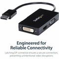 StarTech.com Travel A/V Adapter: 3-in-1 DisplayPort to VGA DVI or HDMI Converter - 1 x 20-pin DisplayPort Digital Audio/Video Male - 1 x 25-pin DVI-D Digital Video Female, 1 x 19-pin HDMI Digital Audio/Video Female, 1 x 15-pin HD-15 VGA Female - 1...