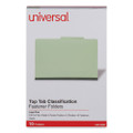 Six--section Pressboard Classification Folders, 2 Dividers, Legal Size, Green, 10/box