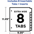Avery&reg; Big Tab Plastic Dividers with Pockets, 8-Tab - 8 x Divider(s) - 8 Tab(s) - 8 Tab(s)/Set - 9.3" Divider Width x 11.25" Divider Length - 3 Hole Punched - Multicolor Plastic Divider - Clear Plastic Tab(s) - PVC-free, Hole-punched, Insertab...