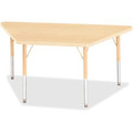 Jonti-Craft Berries Maple Top Elementary Height Trapezoid Table - Laminated Trapezoid, Maple Top - Four Leg Base - 4 Legs - Height Adjustable - 15" to 24" Adjustment - 48" Table Top Length x 24" Table Top Width x 1.13" Table Top Thickness - 24" He...