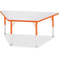 Jonti-Craft Berries Elementary Height Prism Edge Trapezoid Table - Laminated Trapezoid, Orange Top - Four Leg Base - 4 Legs - Height Adjustable - 15" to 24" Adjustment - 60" Table Top Length x 30" Table Top Width x 1.13" Table Top Thickness - 24" ...