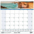 House of Doolittle Coastlines Monthly Wall Calendar - Julian Dates - Monthly - 12 Month - January 2026 to December 2026 - 1 Month Single Page Layout - 1.38" x 1.50" Block - Wire Bound - Sea Blue - 12" Height x 12" Width - Reference Calendar, Eyele...