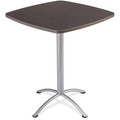 Iceberg iLand 42"H Square Bistro Table - Square Top - Powder Coated Silver Base - Contemporary Style - 36" Table Top Length x 36" Table Top Width x 1.13" Table Top Thickness - 42" Height - Assembly Required - Gray, Laminated, Silver - Particleboar...