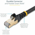 StarTech.com 25 ft Black Shielded Snagless 10 Gigabit Cat 6a STP Patch Cable - 25 ft Category 6a Network Cable for Docking Station, Network Device, Notebook, Desktop Computer, Hub, Switch, Router, Print Server, Patch Panel, PoE-enabled Device, VoI...
