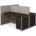 Bush Business Furniture Easy Office 60W 2 Person Straight Desk Office w/3-Drawer Pedestals - Mocha Cherry Top - 6 Drawers - 1" Table Top Thickness - 44.88" Height x 60.04" Width x 60.04" Depth - Assembly Required - Light Gray, Storm Gray - Medium ...