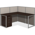 Bush Business Furniture Easy Office 60W L Desk Open Office with 3 Drawer Mobile Pedestal - Mocha Cherry L-shaped, Thermofused Laminate (TFL) Top - Pedestal Base - 3 Drawers x 1" Table Top Thickness - 44.88" Height x 60.04" Width x 44.88" Depth - A...
