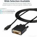 StarTech.com 2m / 6 ft USB-C to DVI Cable - USB 3.1 Type C to DVI - 1920 x 1200 - Black - 6.56 ft DVI/USB Video Cable Adapter for Projector, Monitor, Workstation, Video Device, Chromebook, MacBook, TV - First End: 1 x 25-pin DVI-D Digital Video - ...