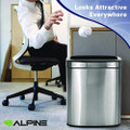 Stainless Steel Rectangular Liner Open Top Trash Can, 5.3 gal, Brushed Stainless Steel